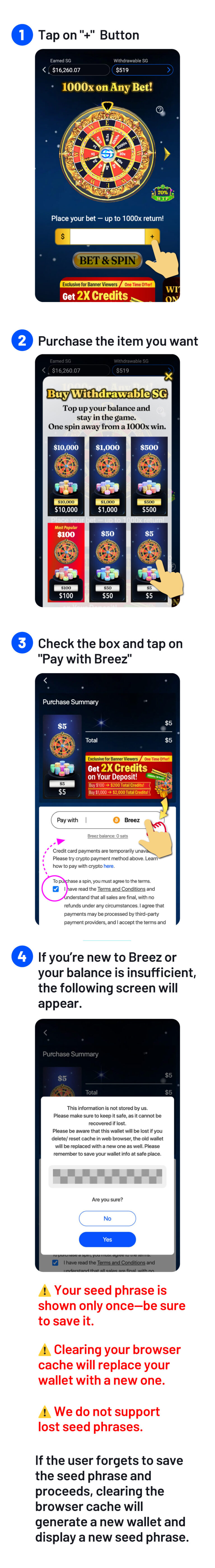 SGA Hot to buy spin with BTC Step part1 1