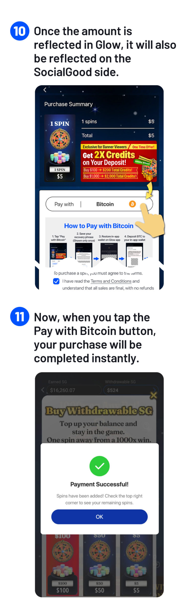 SGA Hot to buy spin with BTC Step part4 3