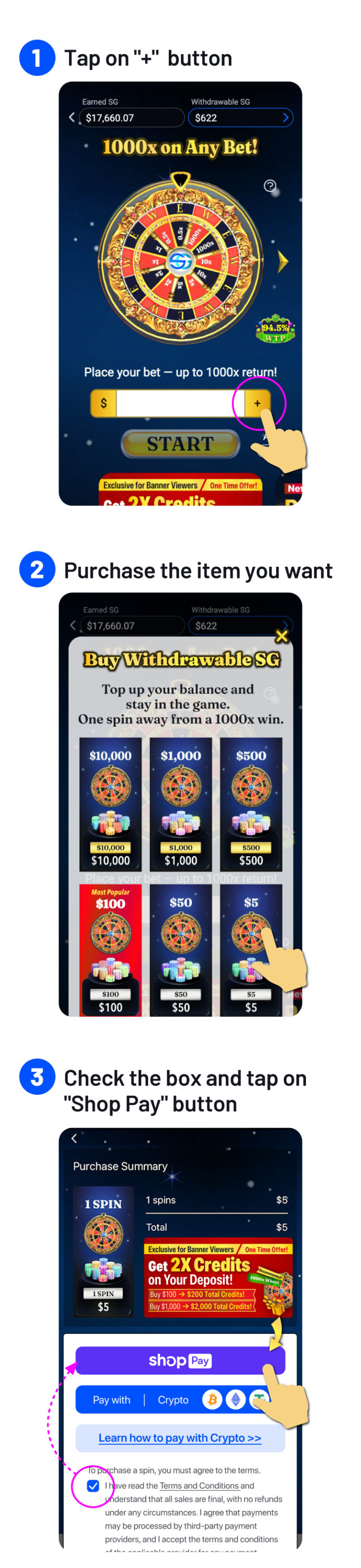 sga pay with shop pay Step part1